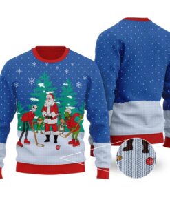 Jack Skellington And Grinch Hockey Ugly Christmas Sweater