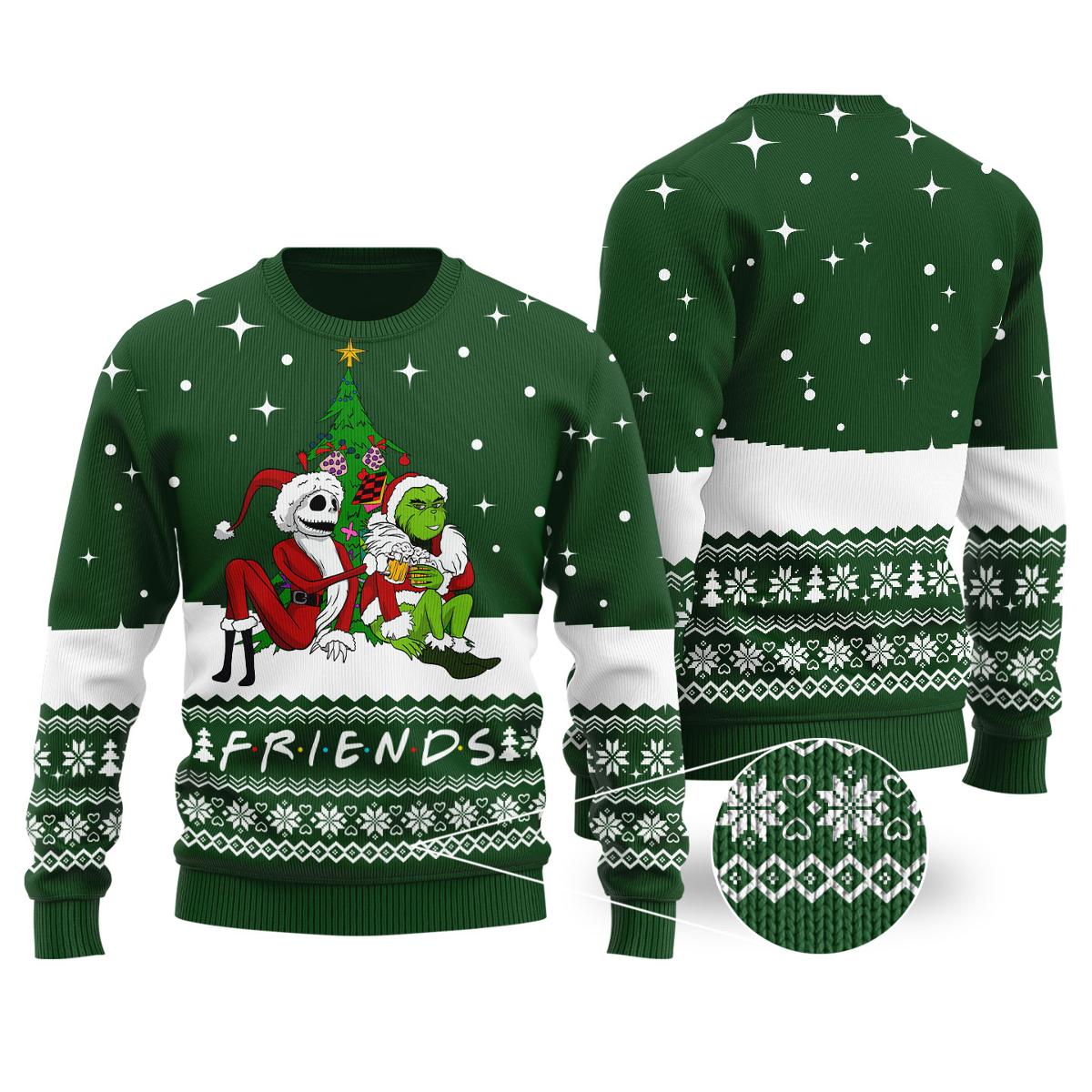 Jack Skellington And Grinch Hockey Ugly Christmas Sweater