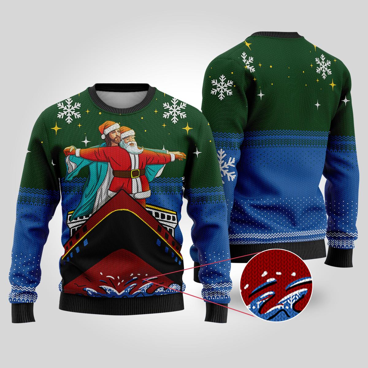 Jesus And Santa Titanic Christmas Sweater