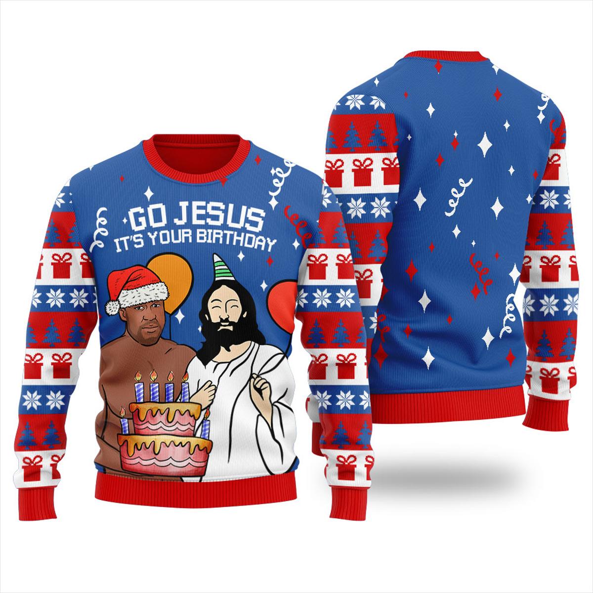 Jesus Birthday Party Mens Christmas Sweater