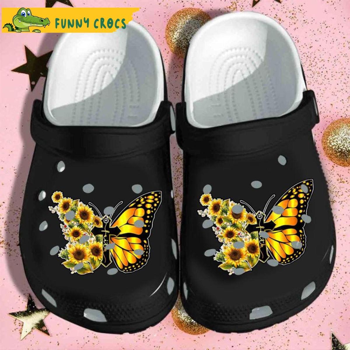 Golden Cross Faith Hope Loves Butterfly Crocs Slippers