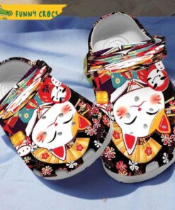 Kawaii Japanese Lucky Cat In Crocs Sandals