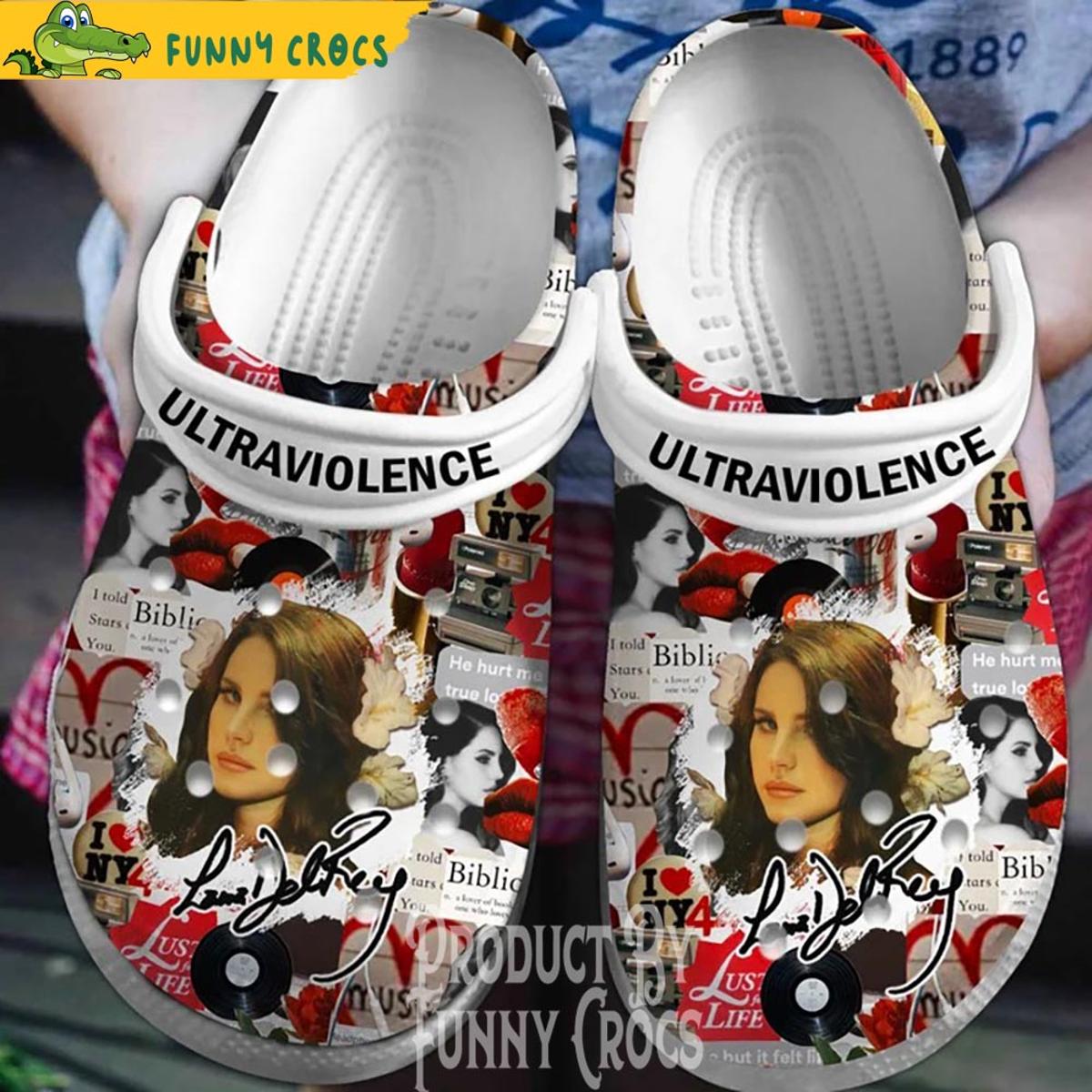 Lana Del Rey Pattern White Crocs Sandals