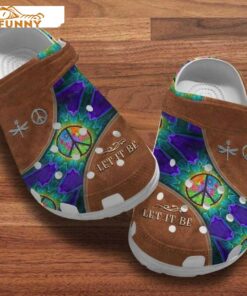 Let It Be Hippie Leather Dragonfly Crocs Shoes