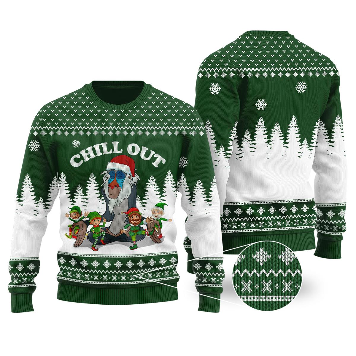 The Lion King Rafiki Chill Out Ugly Sweaterss