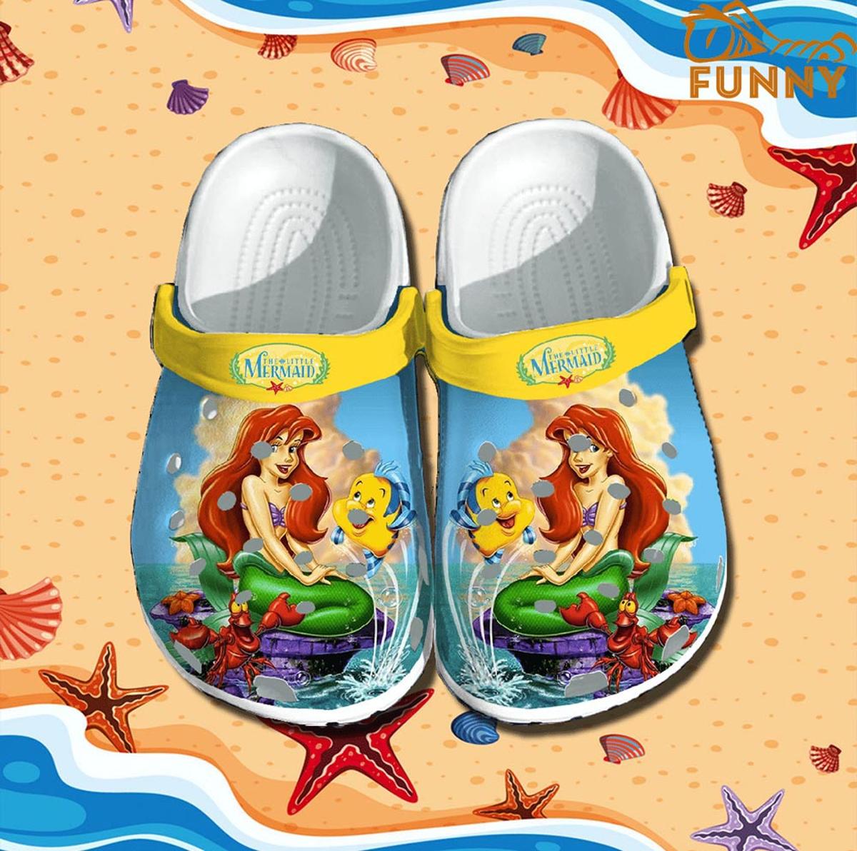 Lovely Mermaid In The Blue Ocean Crocs Slippers