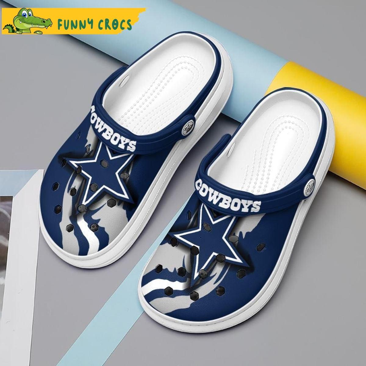 Logo Navy Star Dallas Cowboys White Crocs Clog Shoes