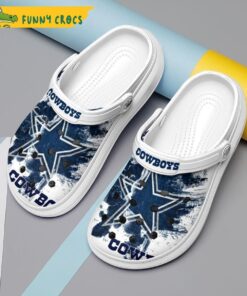 Logo Navy Star Dallas Cowboys White Crocs Clog Shoes