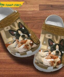 Love Boston Terrier Dogs Couple Crocs Clog Shoes