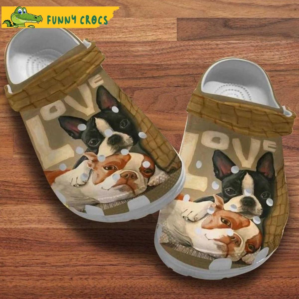 Love Boston Terrier Dogs Couple Crocs Clog Shoes