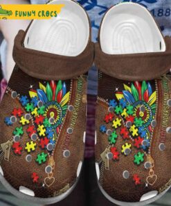 Love Leather Zip Autism Floral Crocs Clog