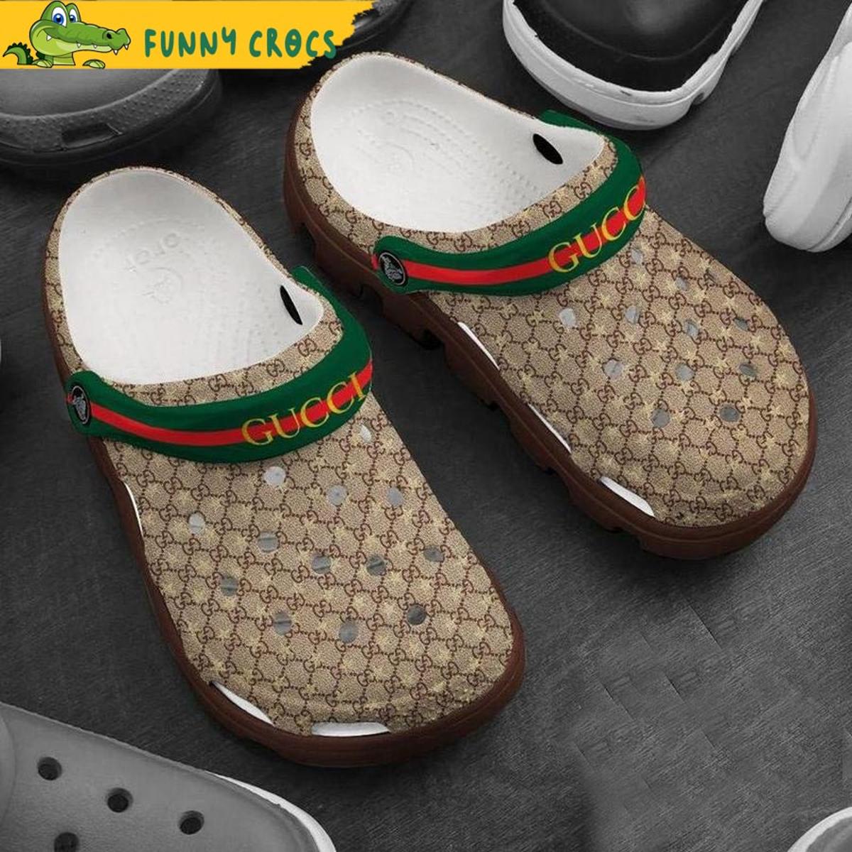 Luxury Gucci Snake Fly Vintage Web Brown Crocs Slippers