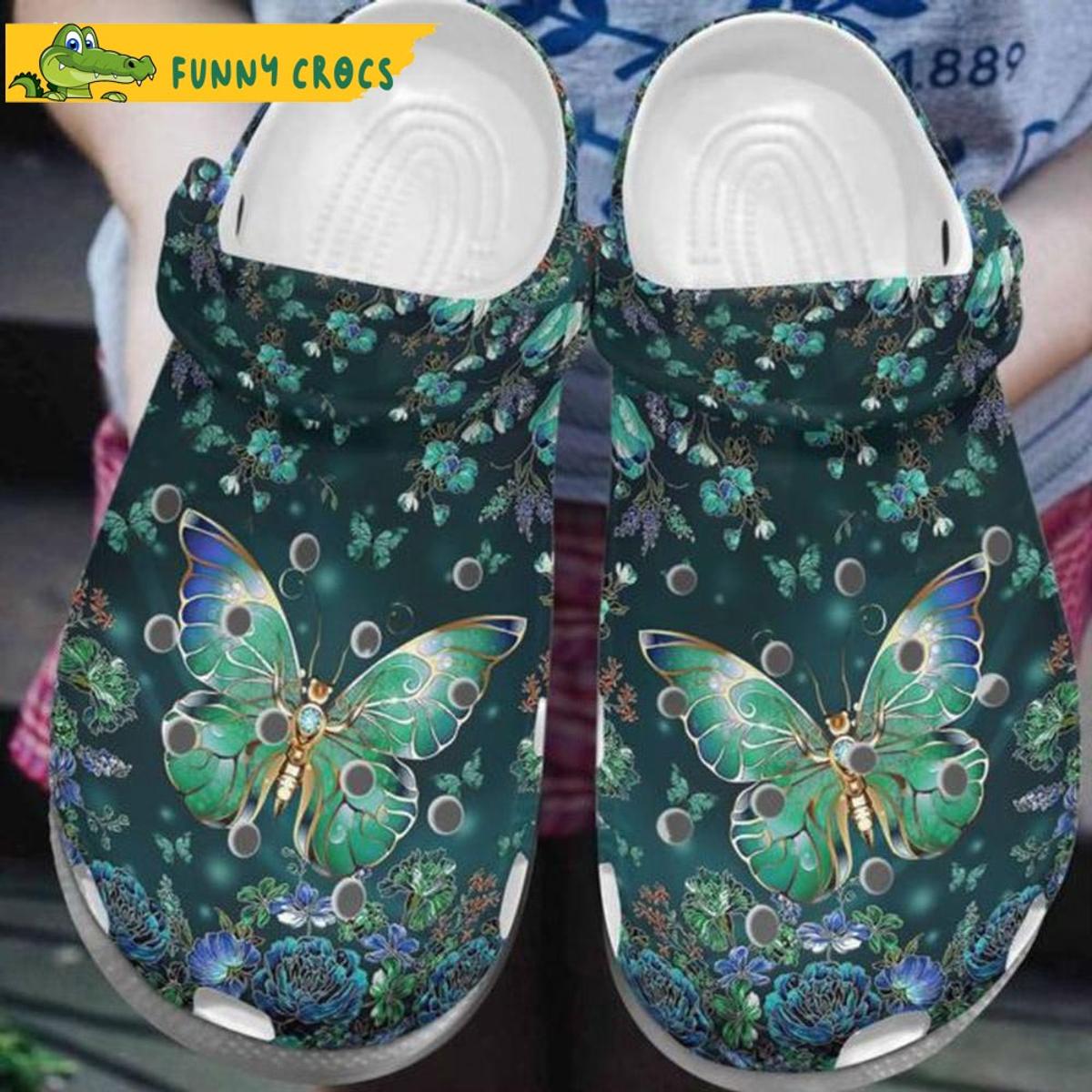 Magical Green Butterfly Crocs Clog Shoes
