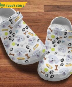 Maltese Face Dog Paw And Bones Pattern Crocs Slippers