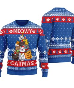 Mens Meowy Christmas Ugly Sweater