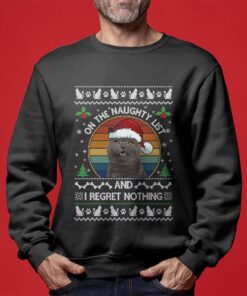 Mens On The Naughty List Custom Cat Ugly Christmas Sweater