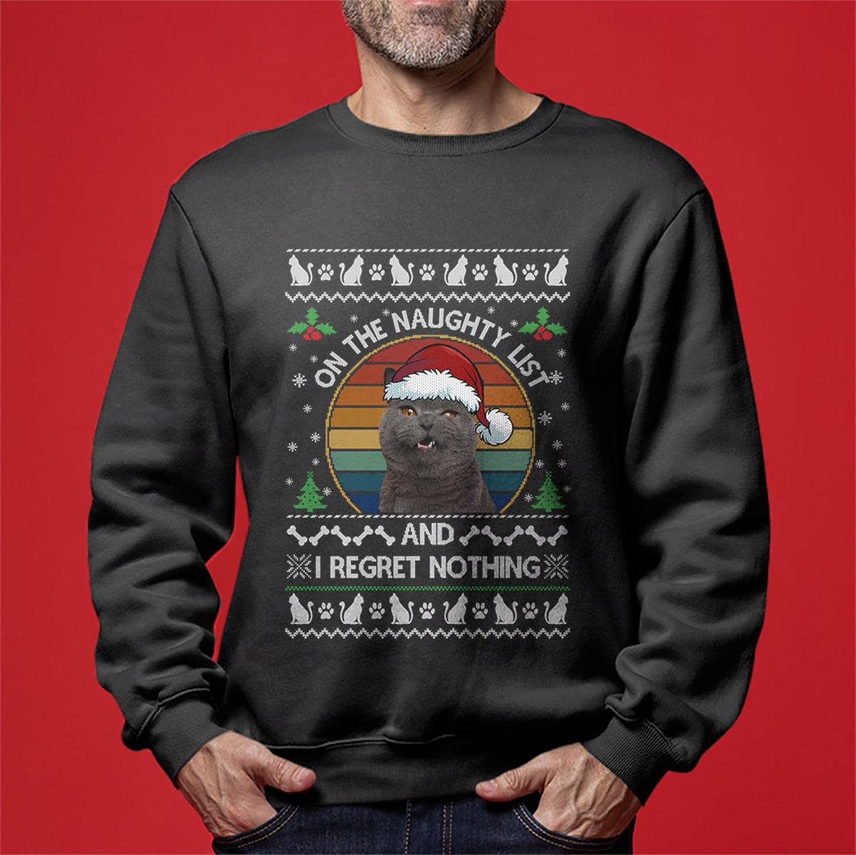 Mens On The Naughty List Custom Dog Ugly Xmas Sweater