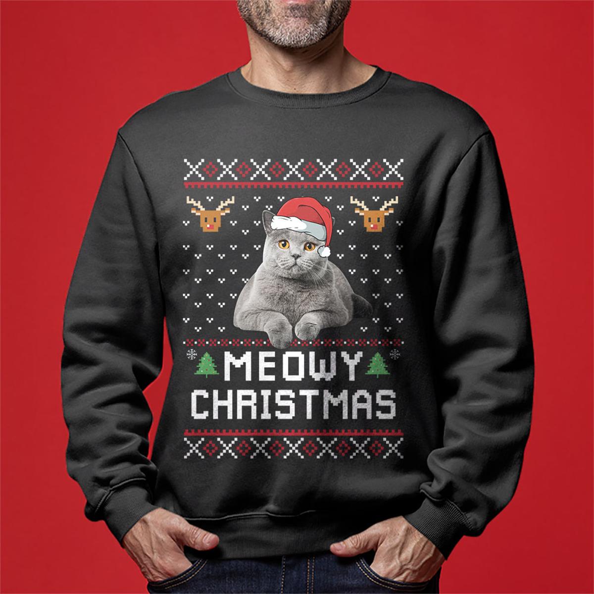 Cat Dad Cat Mom Custom Pet Christmas Sweater