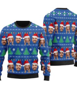 Merry Custom Ugly Sweater Couple Faces