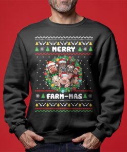 Merry Farm House Christmas Farm Animals Ugly Sweater