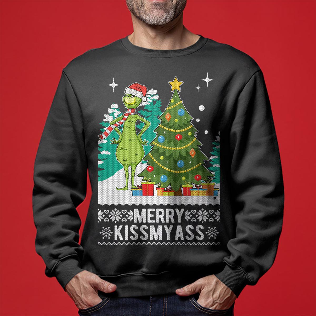 Merry Kissmyass Grinch Sweater