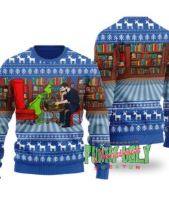 Messi Playing Chest With Grinch Funny Christmas Sweater