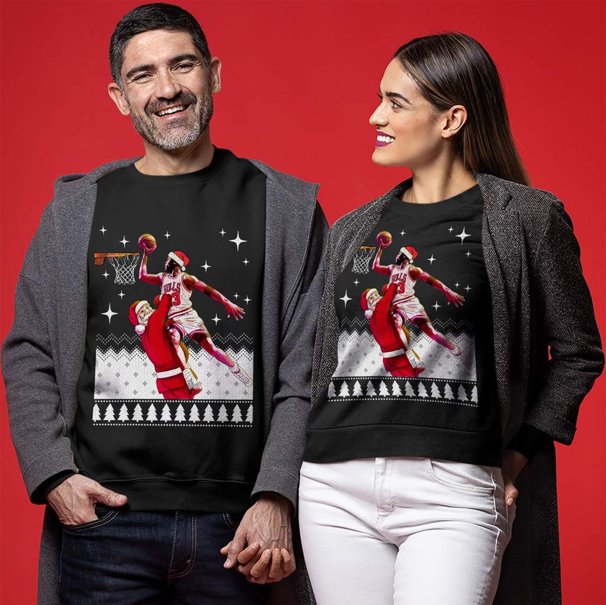 Santa With Michael Jordan Ugly Christmas Sweaters