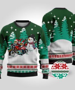 Motorcycle Santa Christmas Sweaters Women