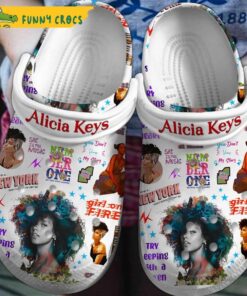 Music Alicia Keys White Crocs Clog Shoes