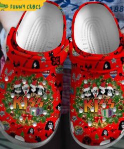 Music Christmas Kiss Red Crocs Shoes