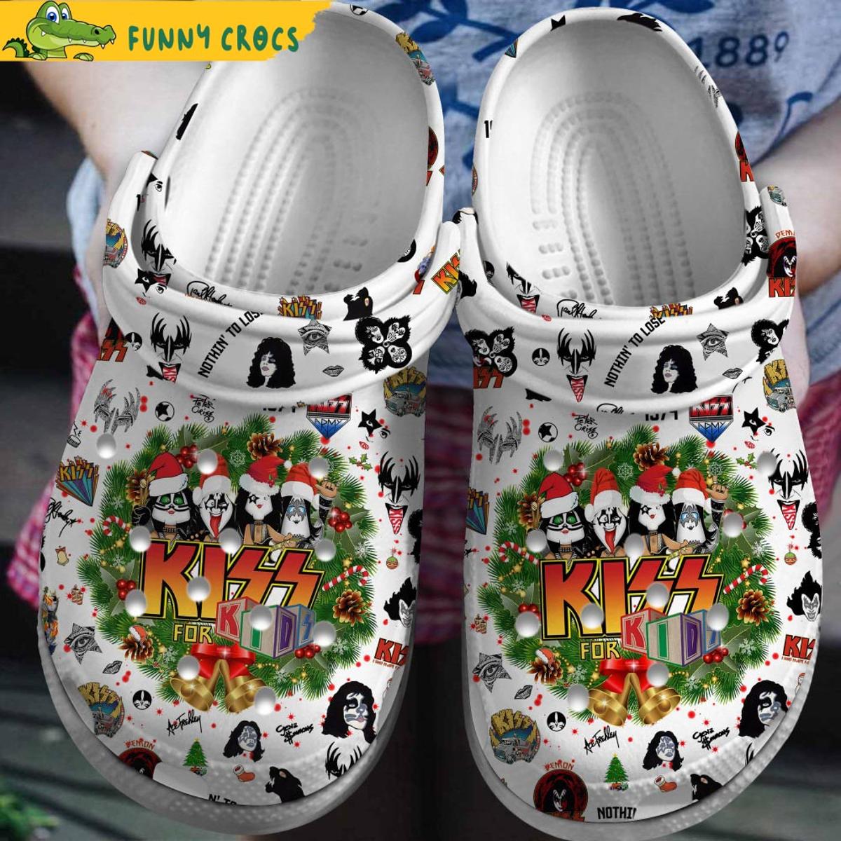 Music Christmas Kiss White Crocs Clog Shoes