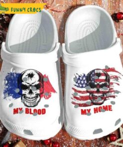 My Blood France My Home American Skull Bone Crocs