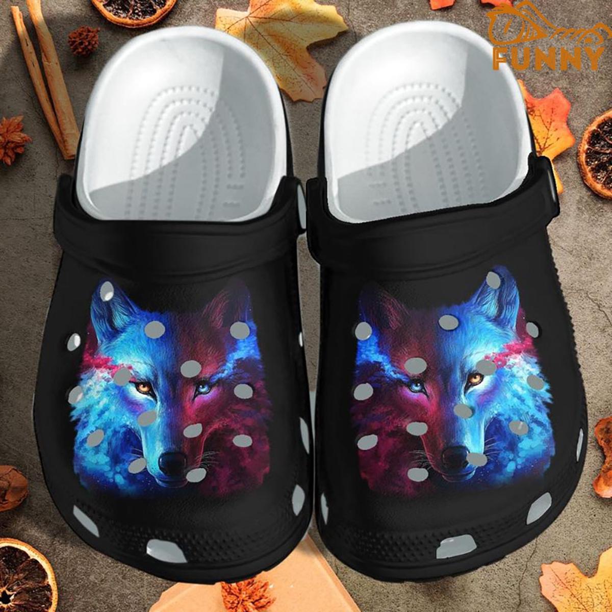 Moon Night Wolf Crocs Clog Shoes