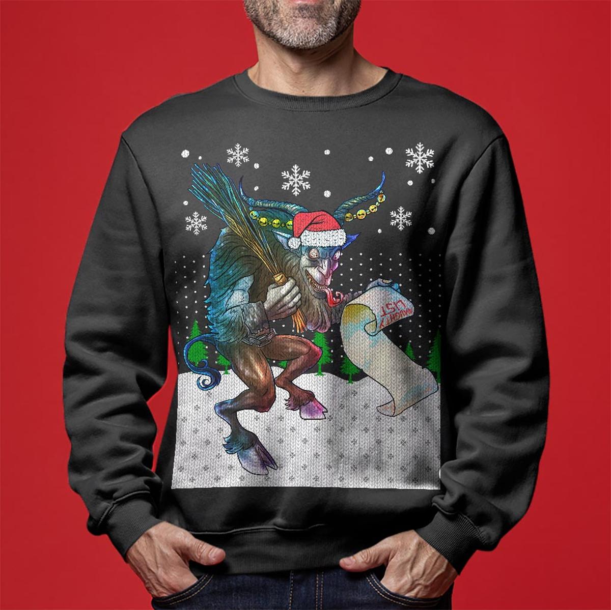 Naughty List Krampus Funny Christmas Sweaters