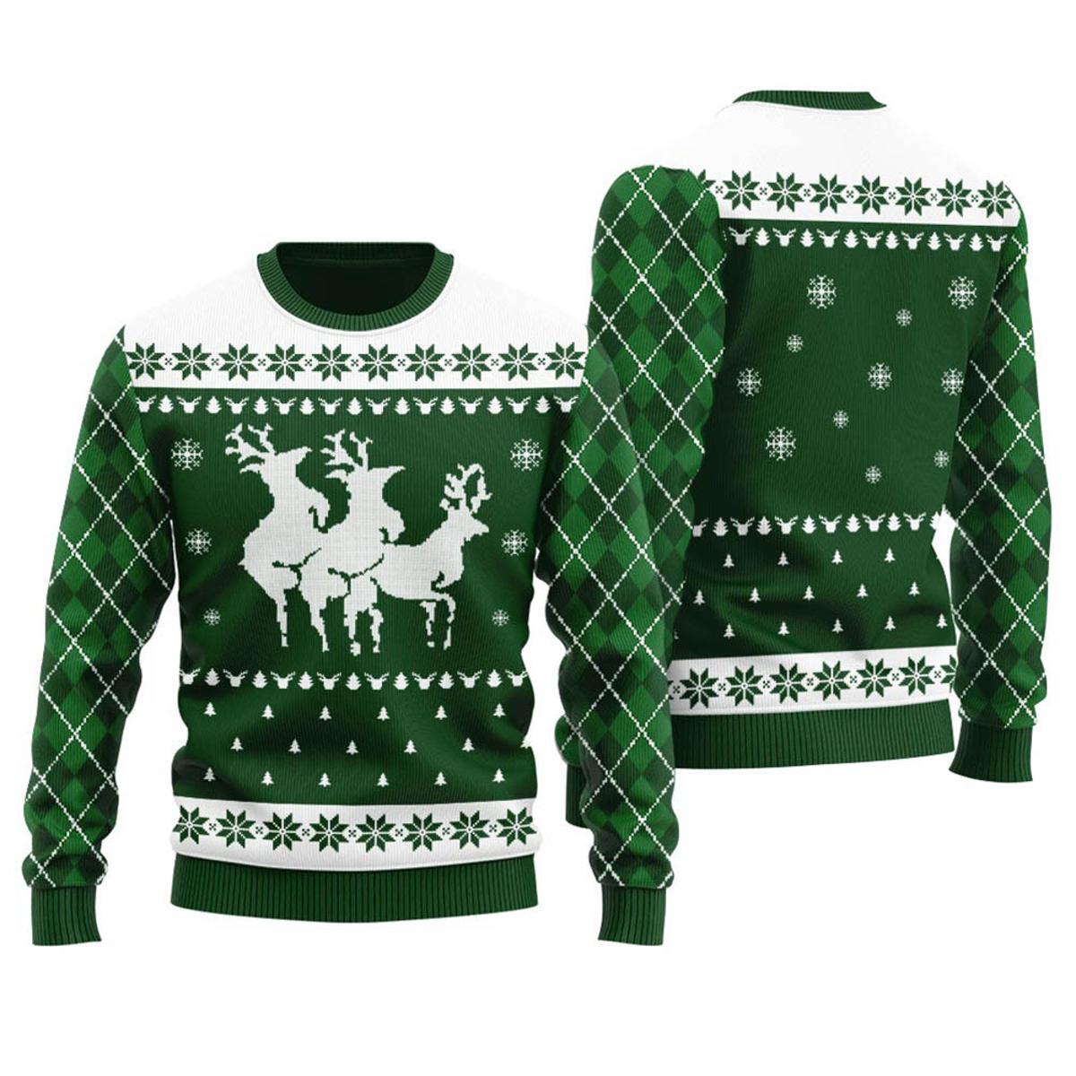 Cool Reindeer Threesome Funny Christmas Sweaters