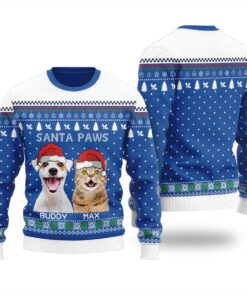 Nice Santa Paws Personalized Dog Christmas Sweater