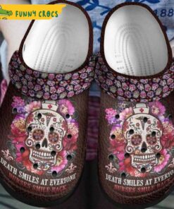 Nurses Sugar Skull Flower Death Bone Crocs