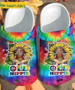 Old Men Hippie Sunflower Weed Crocs Sandals