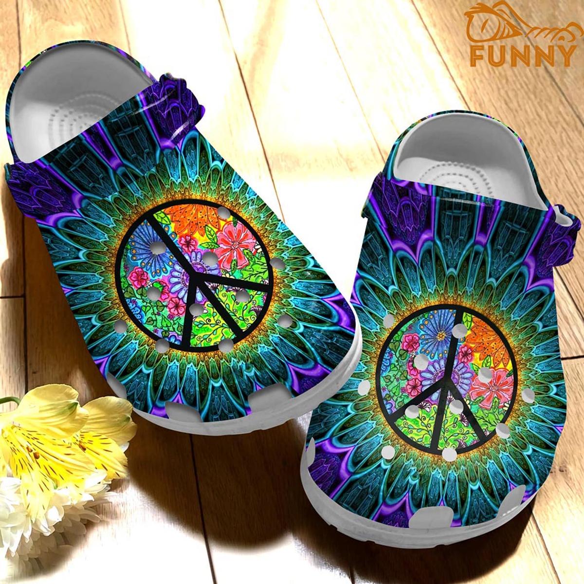 Leopard Sunflower Hippie Crocs Slippers