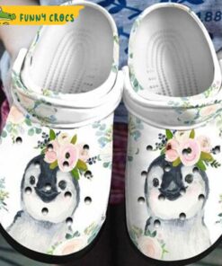 Penguin Floral Crocs Slippers