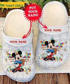 Personalized Autism Awareness Mickey Mouse Disney Adidas Adults Crocs Sandals