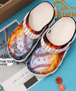 Personalized Baseball Fire Crocs Crocband Shoes