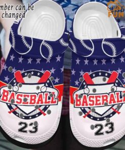 Personalized Baseball Number Light Pink Crocs Slippers