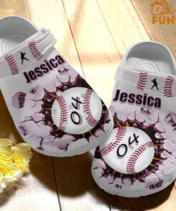 Personalized Baseball Number Pink Crocs Shoes