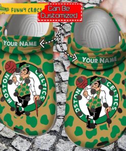 Personalized Basketball Boston Celtics Cow Animal Print Crocs Slippers