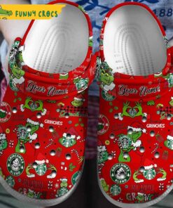 Personalized Christmas Grinch Starbucks Red Crocs Shoes