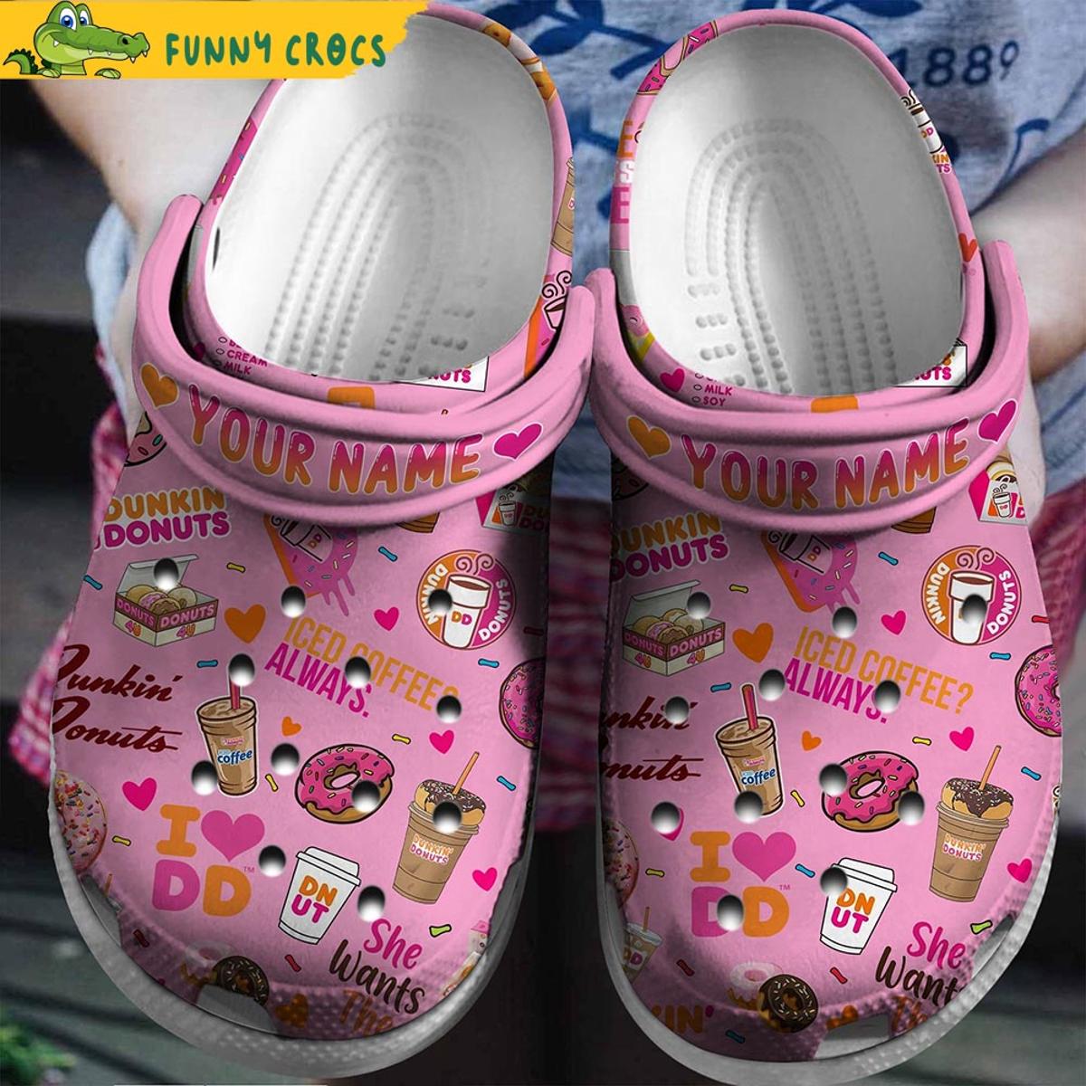 Pattern Dunkin Donuts Crocs Shoes