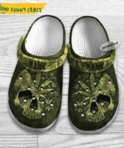 Personalized Green Skull Weed Cannabis Crocs Shoes