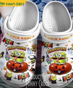 Personalized Halloween Spongebob White Crocs Shoes