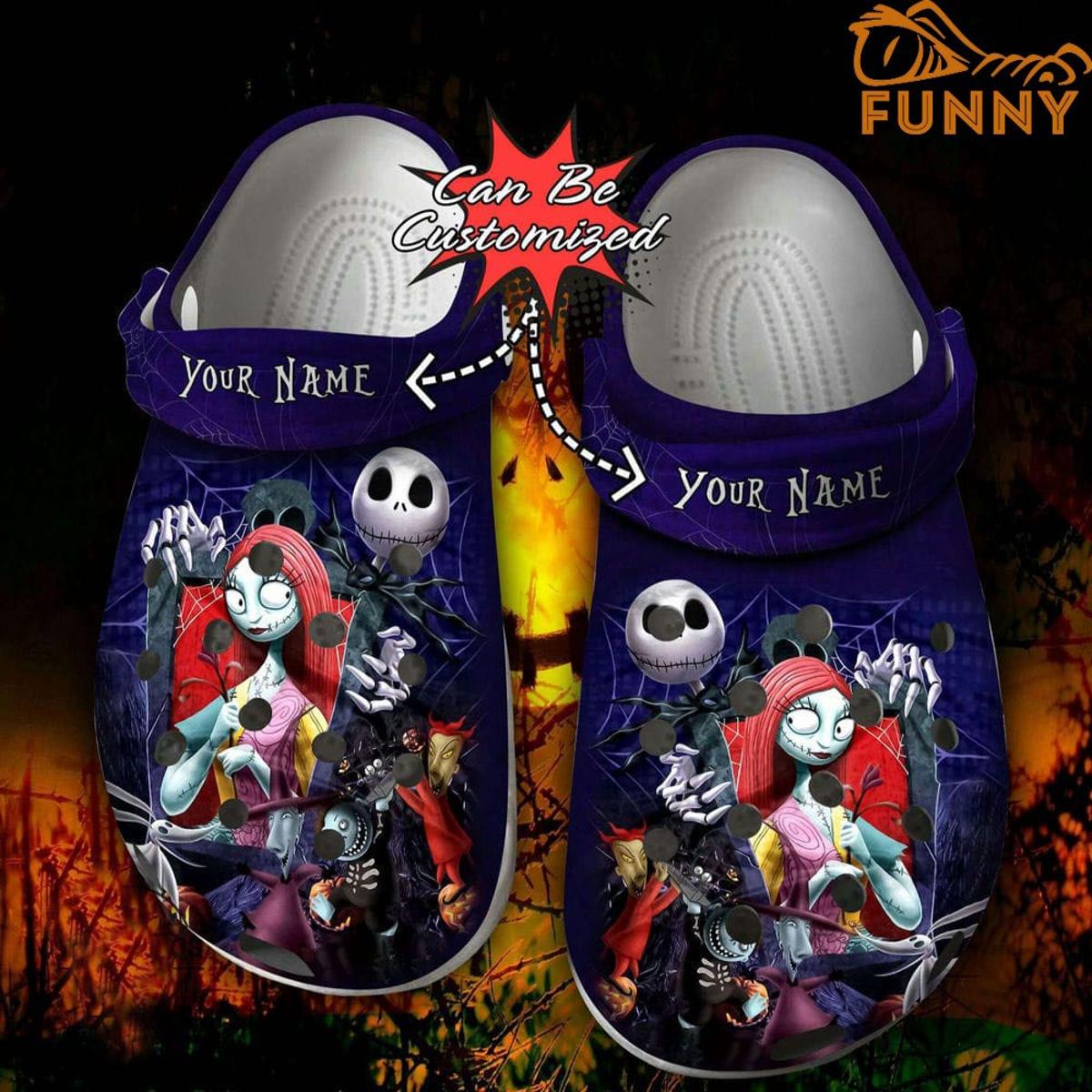 Personalized Jack And Sally In Love Halloween Crocs Shoes